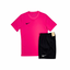 Nike Dri-Fit T-Shirt + Short Set - Pink & Black ( Full Set )