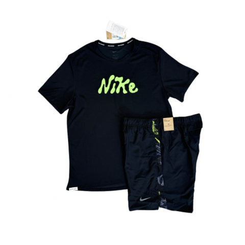 Nike GFX Challenger Short Set - Black & Green ( Full Set )